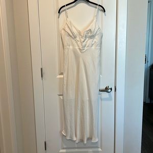 Selfie Leslie Lake Como Fitted Bodice Cami Strap MIDI Dress White